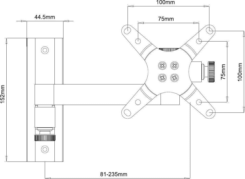 Supporto a muro per TV LED LCD 13-30'' inclinabile 2 snodi nero - 3