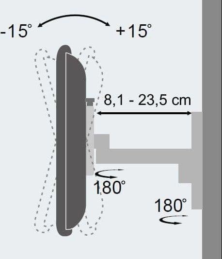 Supporto a muro per TV LED LCD 13-30'' inclinabile 2 snodi nero - 4