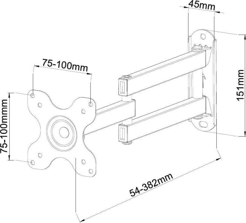 Supporto a Muro per TV LED LCD 13-30'' Full-Motion Nero - 3