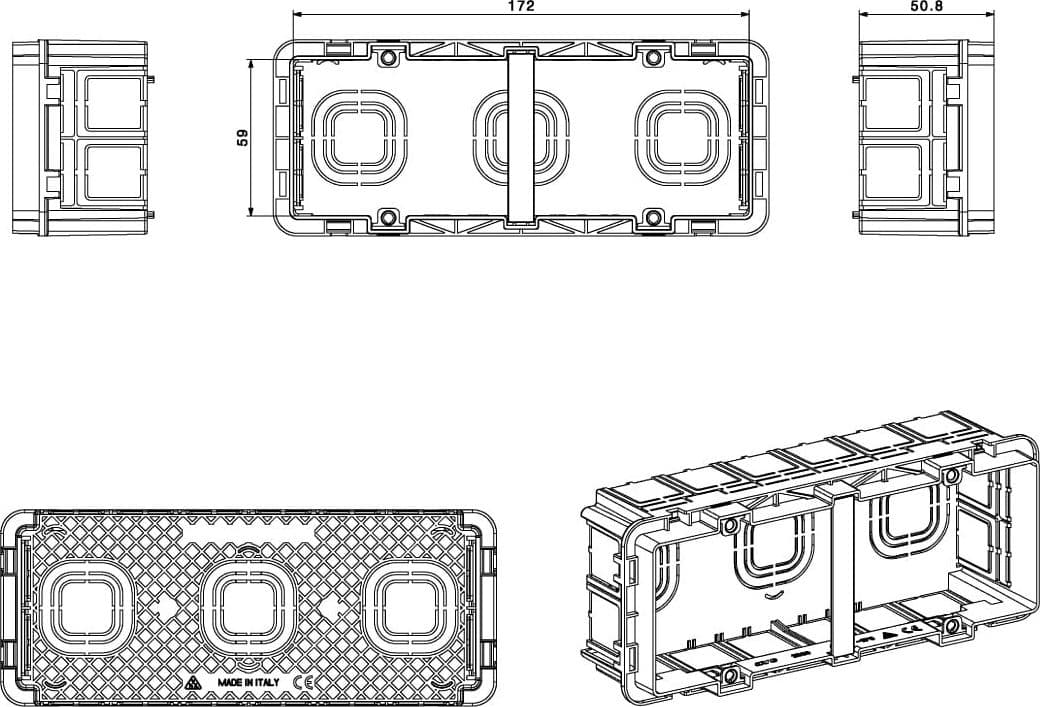 Scatola Rettangolare da Incasso con Dimensioni Maggiorate 7 Moduli S44 e 6 Moduli S45 - 2