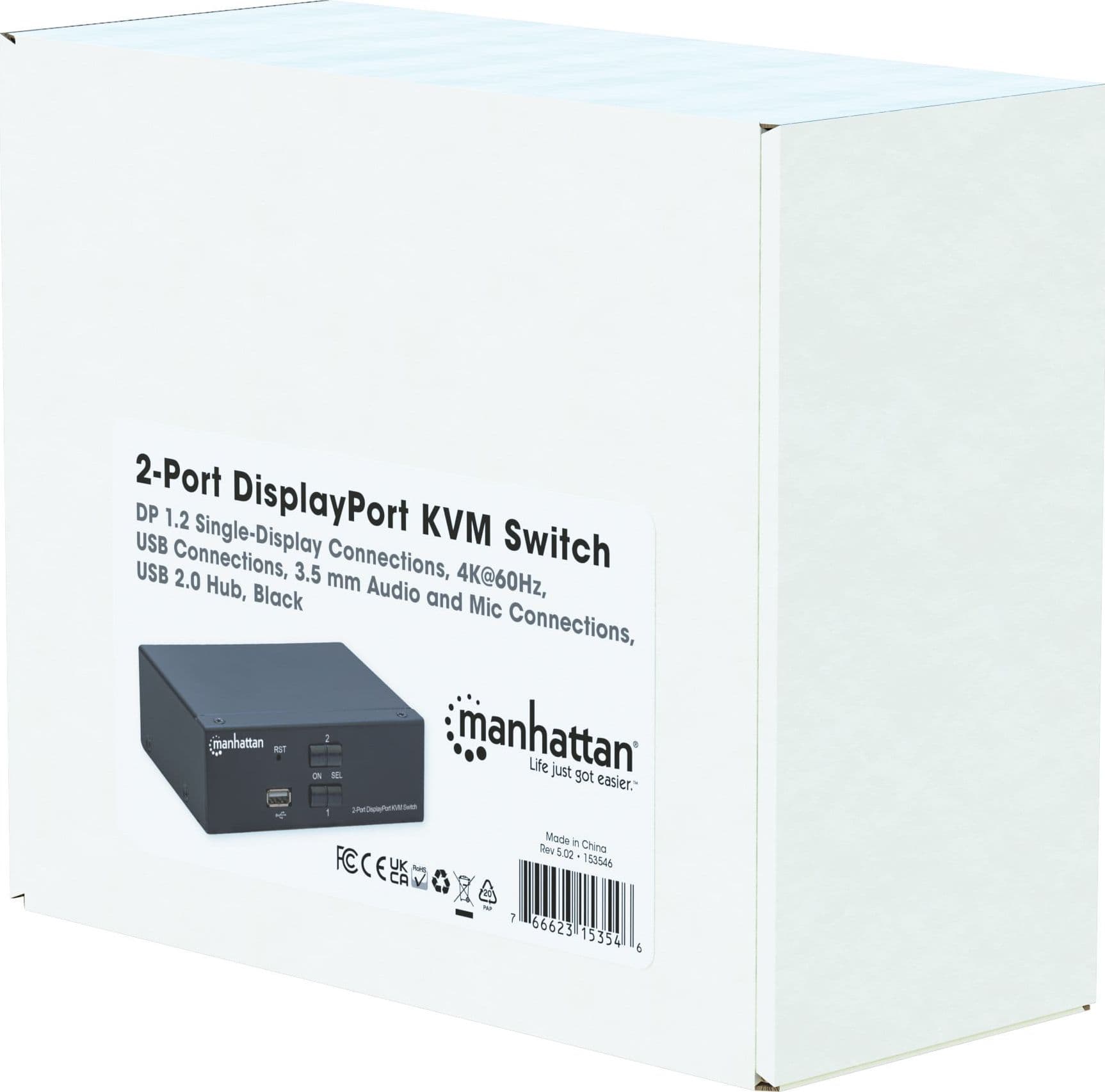 Switch KVM DisplayPort 1.2 a 2 porte 4K con Audio - 2