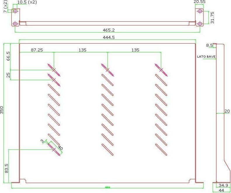 Mensola per Rack 19'' 350 mm 1U Nera 2 punti - 3
