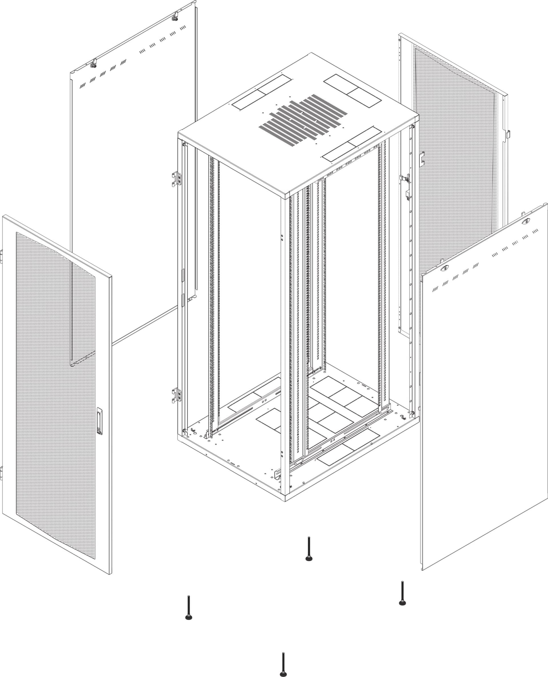 Armadio Server Rack NextGen 1000 19'' 800x1200 27U Nero Porta Grigliata - 2