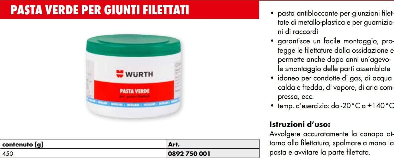 Pasta verde antibloccante da 450gr per giunti e raccordi filettati - 4