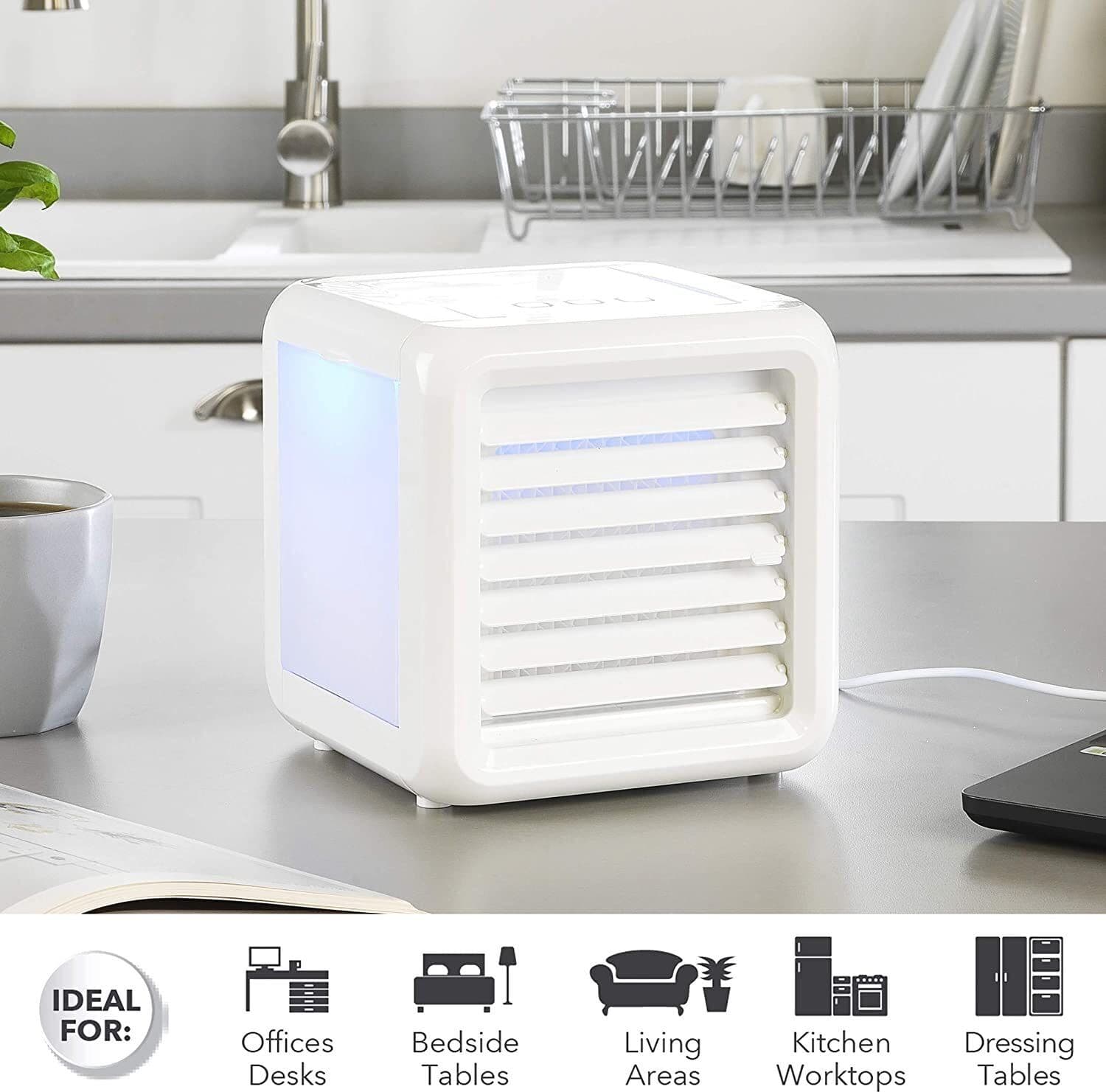 Mini Climatizzatore Portatile SOGO 2 in 1 USB con Raffrescamento ad Acqua, Luce LED e 3 Velocità - 3