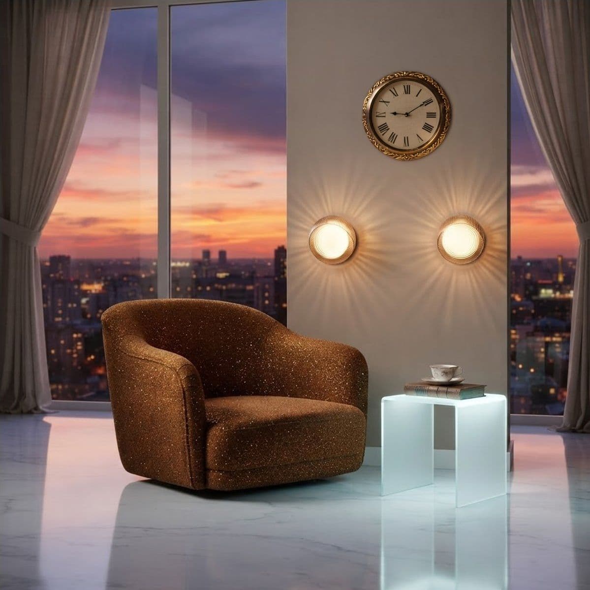 Applique vetro soffiato ambra Ideal Lux BLOOM 366555 E27 LED - 3