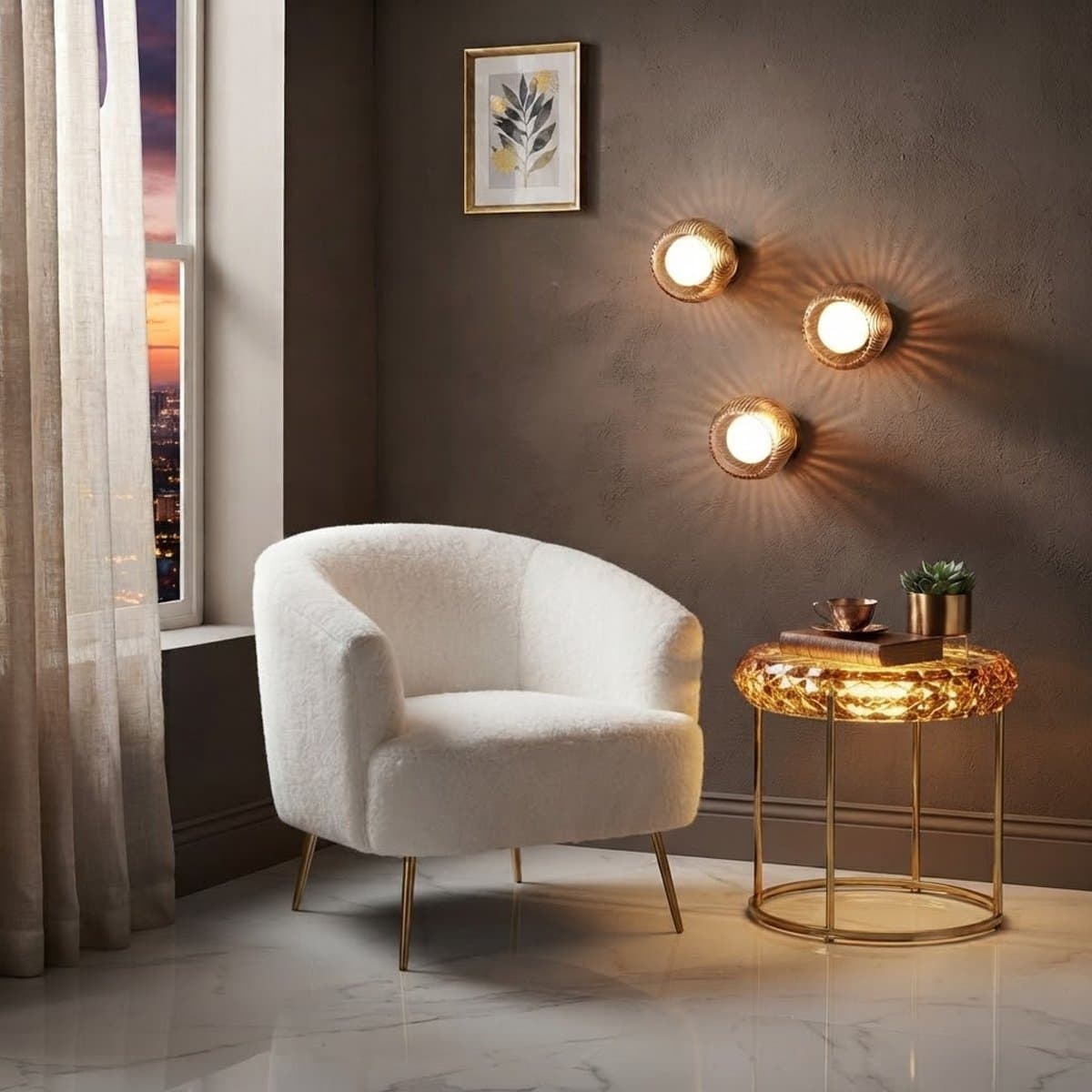 Applique vetro soffiato ambra Ideal Lux BLOOM 366531 G9 LED - 3