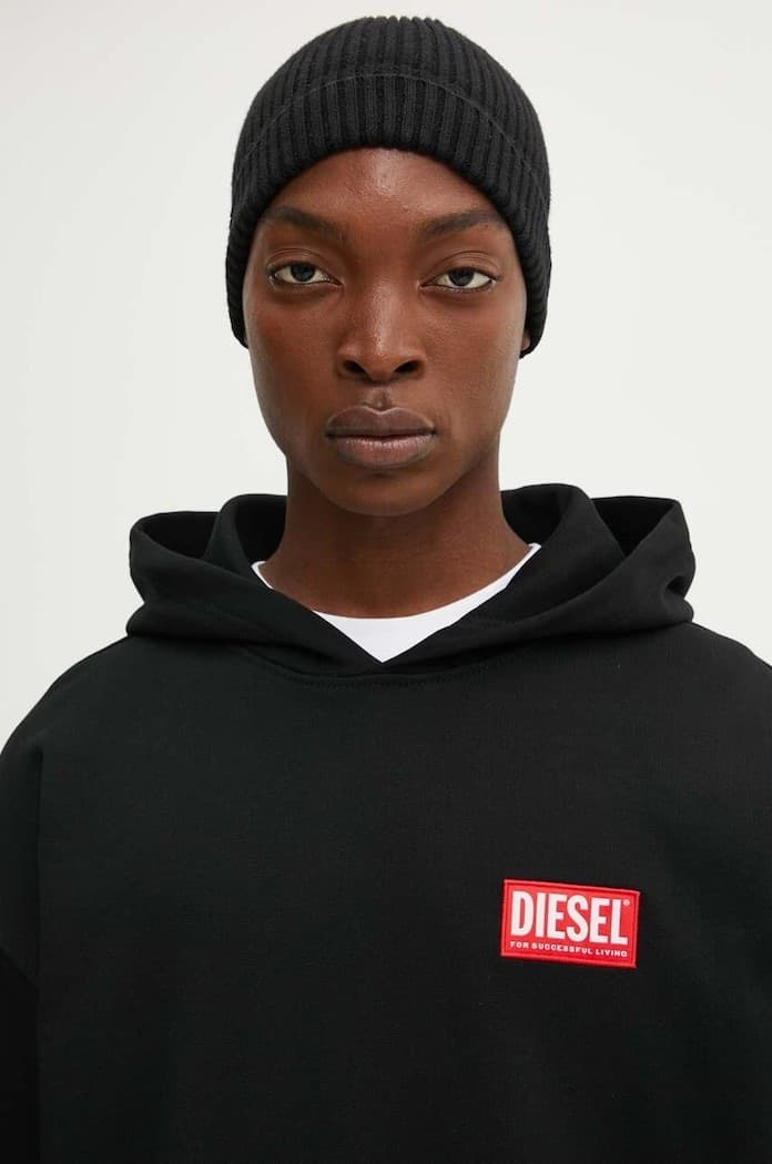 DIESEL  Felpa Nero con Cappuccio e Logo - 4