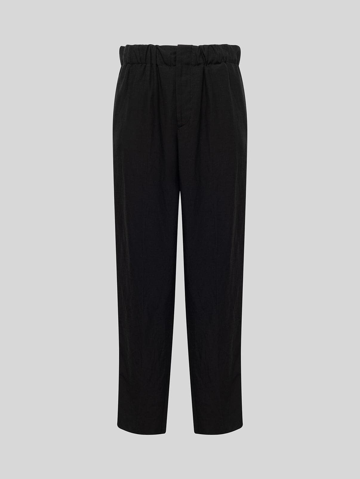 LANEUS PANTALONE LINO E VISCOSA SLIM FIT – Nero