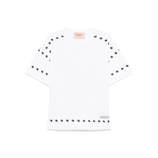 PDF Bullons T-shirt Maglieria Bianca con Dettagli in Nero - 3