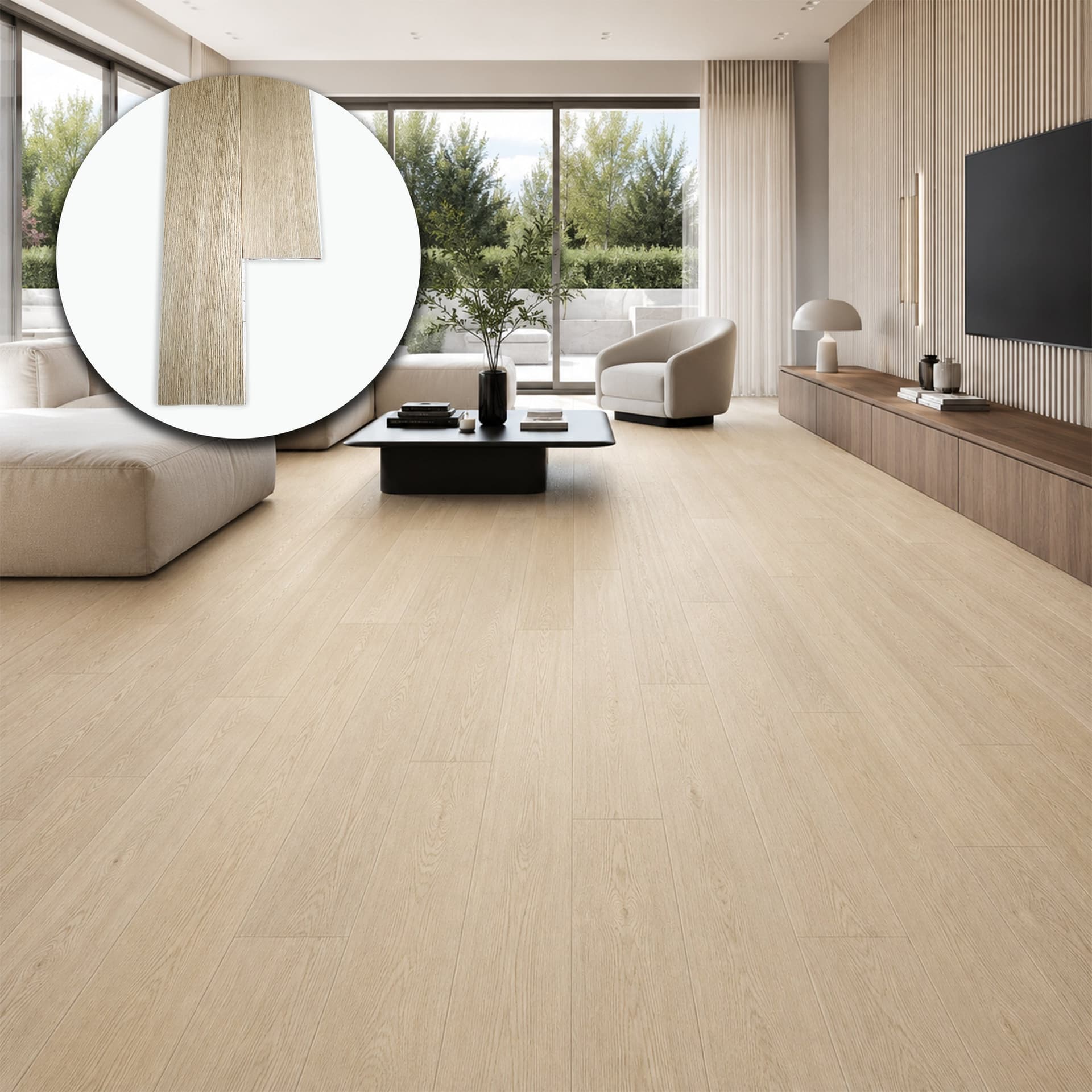 €24,99mq * STOCK GARBELOTTO * Lotto da 28mq di listone prefinito BISELLATO spazzolato verniciato ELEGANT ROVERE SELECT 14x120x1400 (3mm nobile) - 1