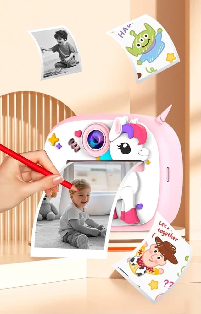 FOTOCAMERA PER BAMBINI CON STAMPA ISTANTANEA TERMICA PER FOTO VIDEO BATTERIA RICARICABILE - 8