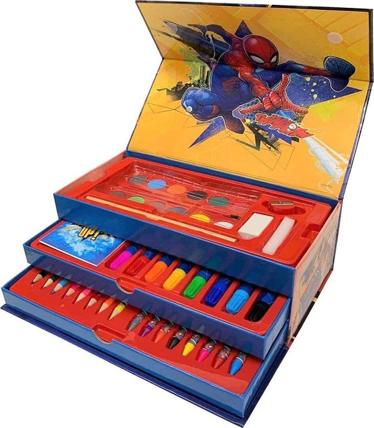 SET DA COLORARE VALIGETTA CON COLORI BAMBINI SPIDERMAN CASSETTI KIT DISEGNO PITTURA 950888A - 2