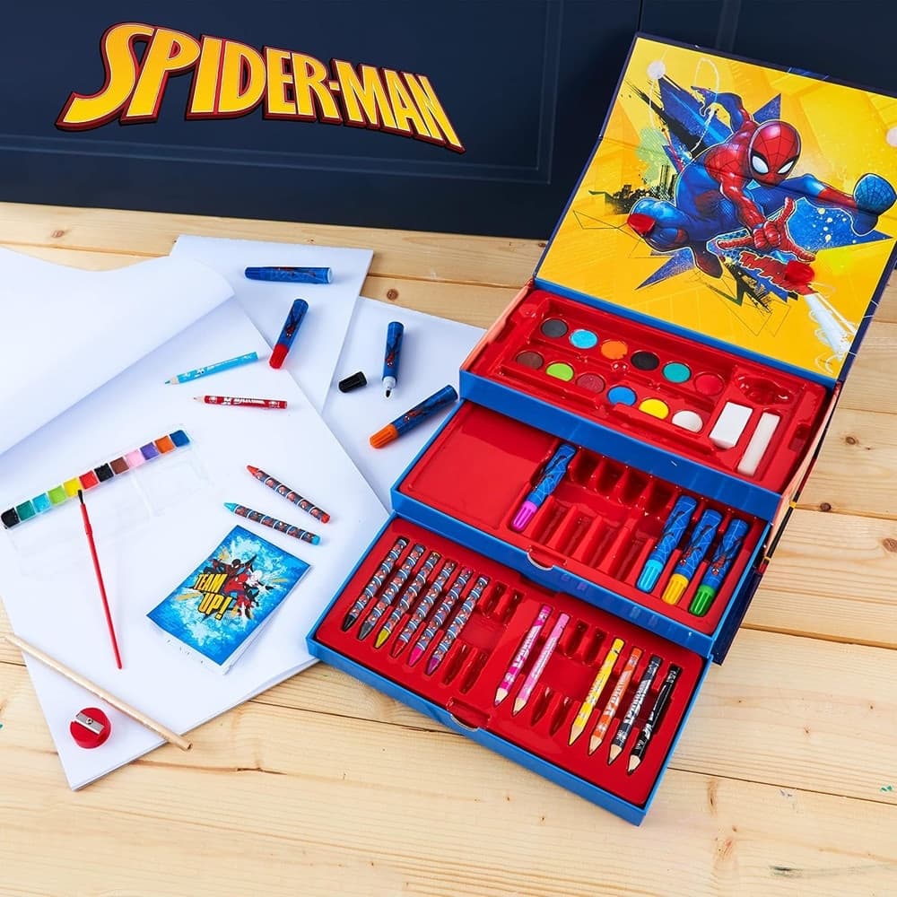 SET DA COLORARE VALIGETTA CON COLORI BAMBINI SPIDERMAN CASSETTI KIT DISEGNO PITTURA 950888A - 3