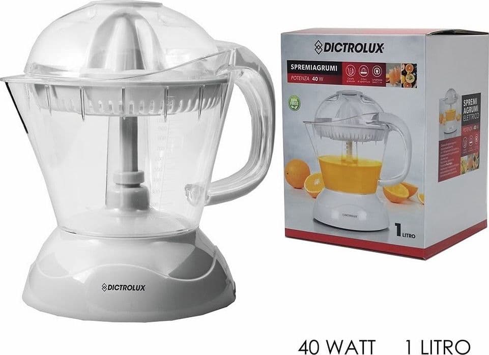 SPREMIAGRUMI ELETTRICO 40 WATT CON CARAFFA TRASPARENTE GRADUATA 1LT 2 CONI SPREMITURA - 2