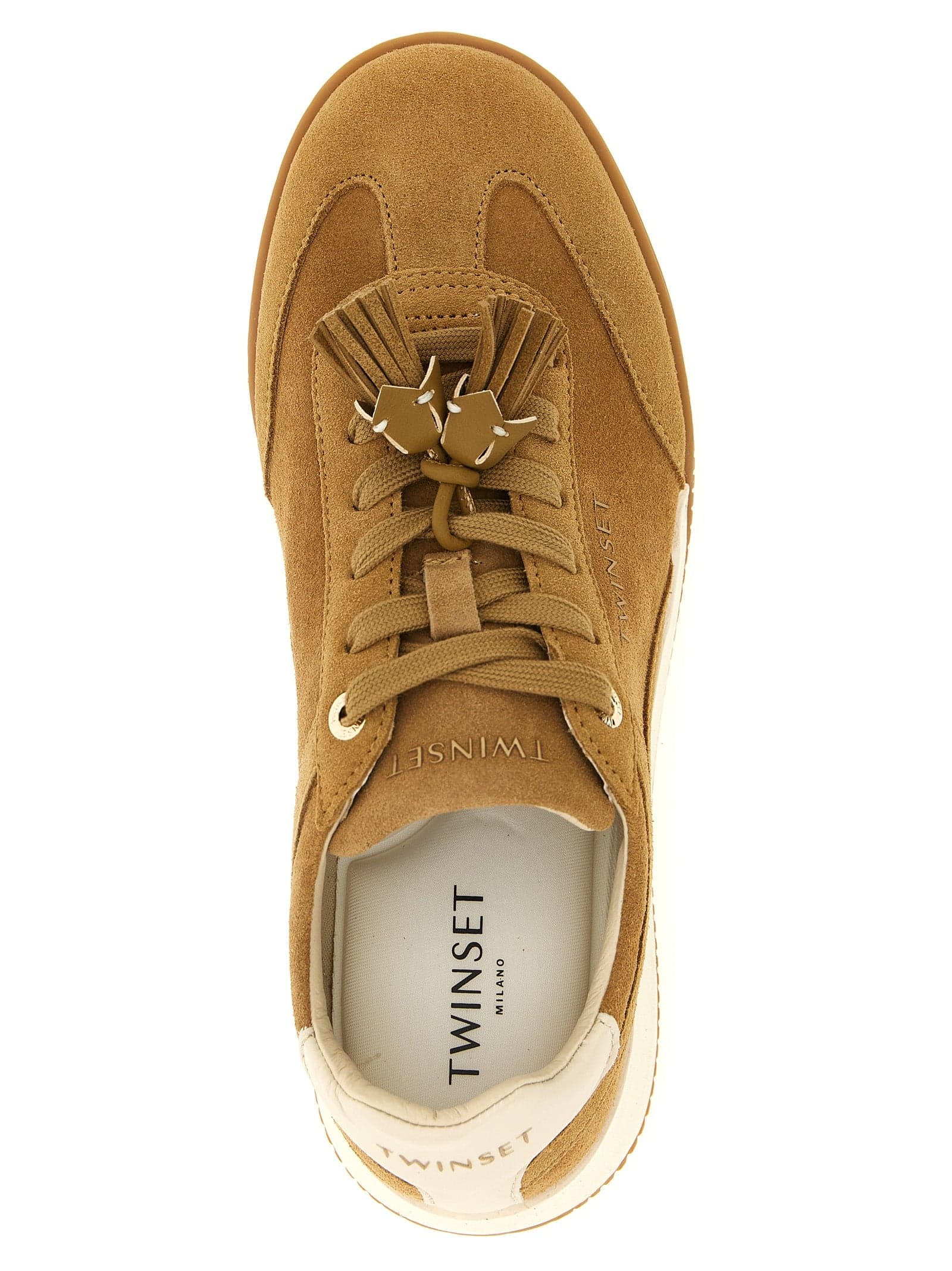 Twinset Beige Leather Low Top Sneakers - 4