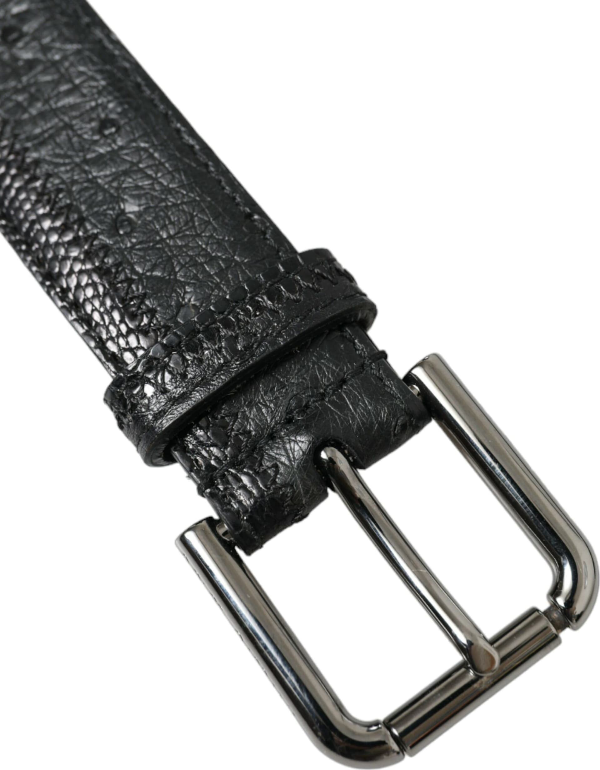 Dolce & Gabbana Black Exotic Leather Silver Metal Buckle Belt - 5