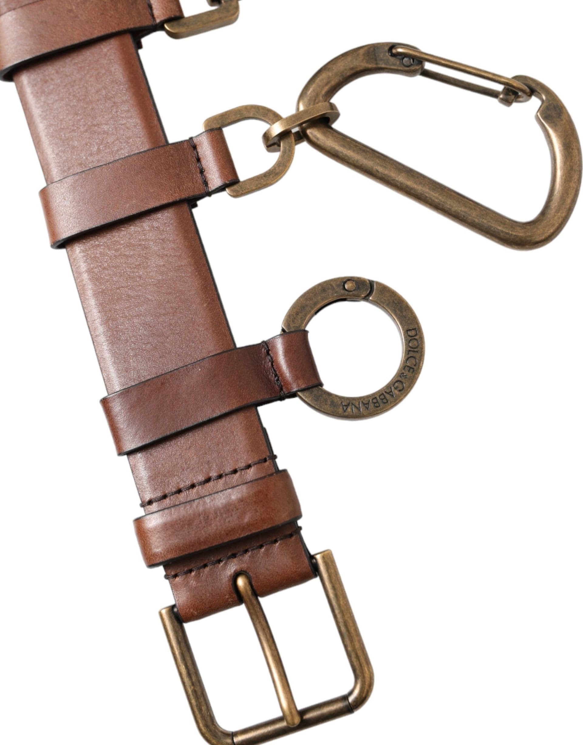 Dolce & Gabbana Brown Calf Leather Gold Metal Buckle Belt Men - 5