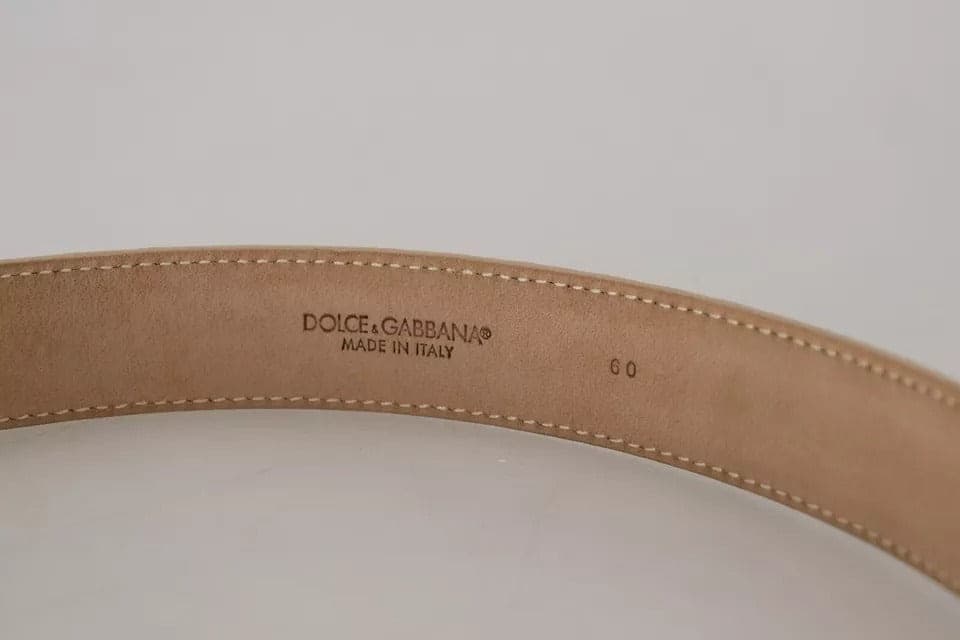 Dolce & Gabbana Beige Leather Crystal Buckle Women Belt - 4