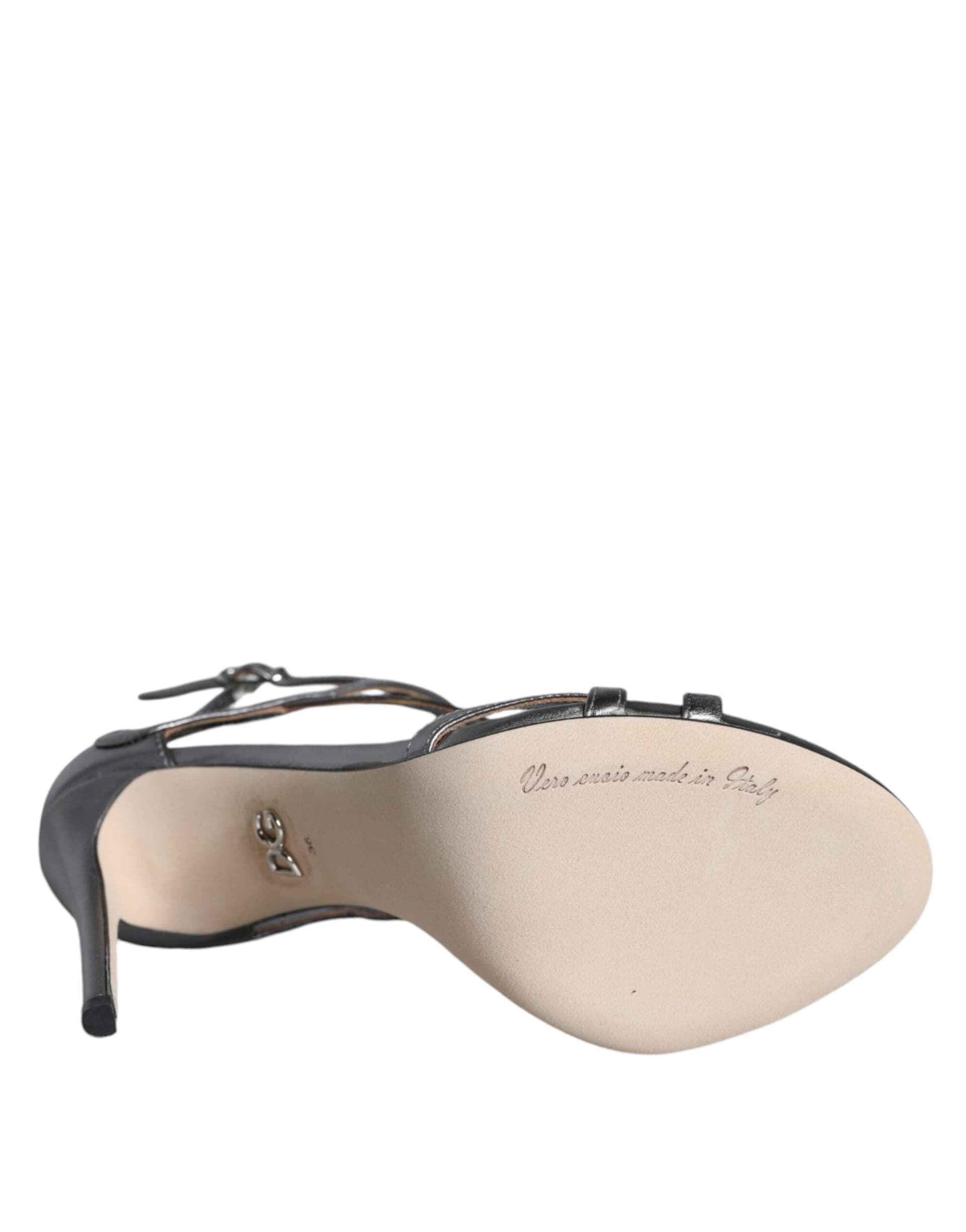 Dolce & Gabbana Silver Keira Leather Heels Sandals Shoes - 6