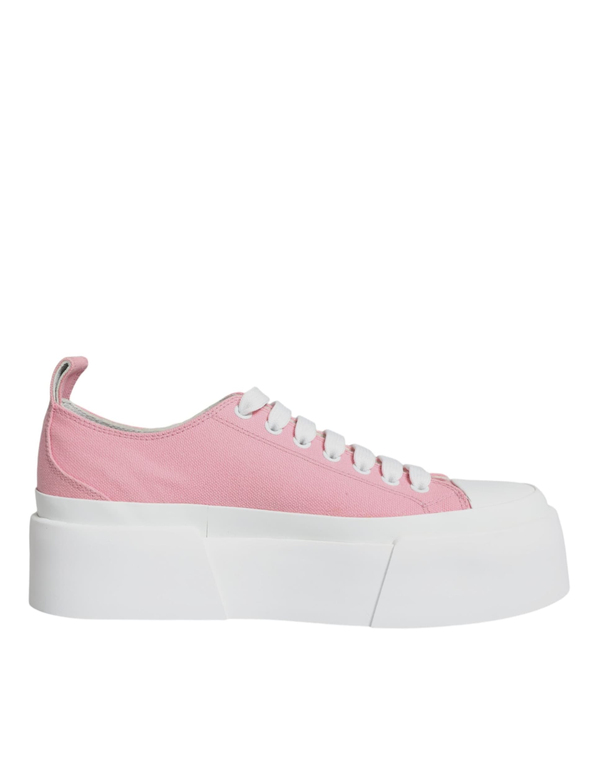 Dolce & Gabbana Pink White Canvas Logo Low Top Sneakers Shoes - 7