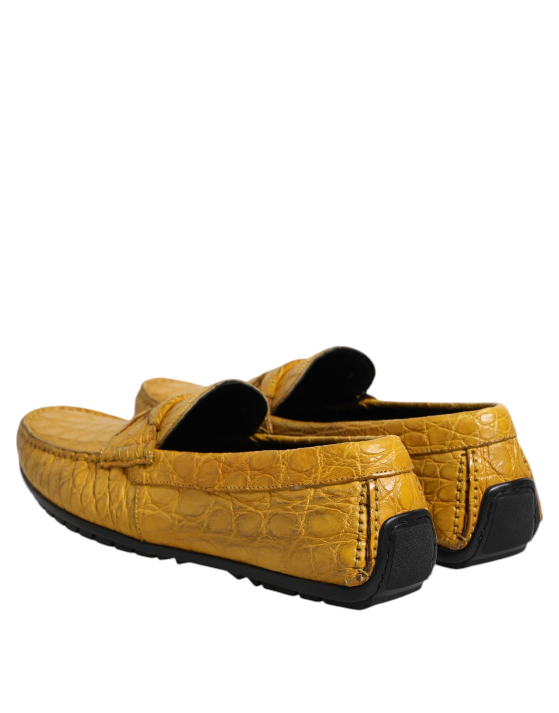 Dolce & Gabbana Yellow Exotic Leather Loafers Slip On Shoes - 4