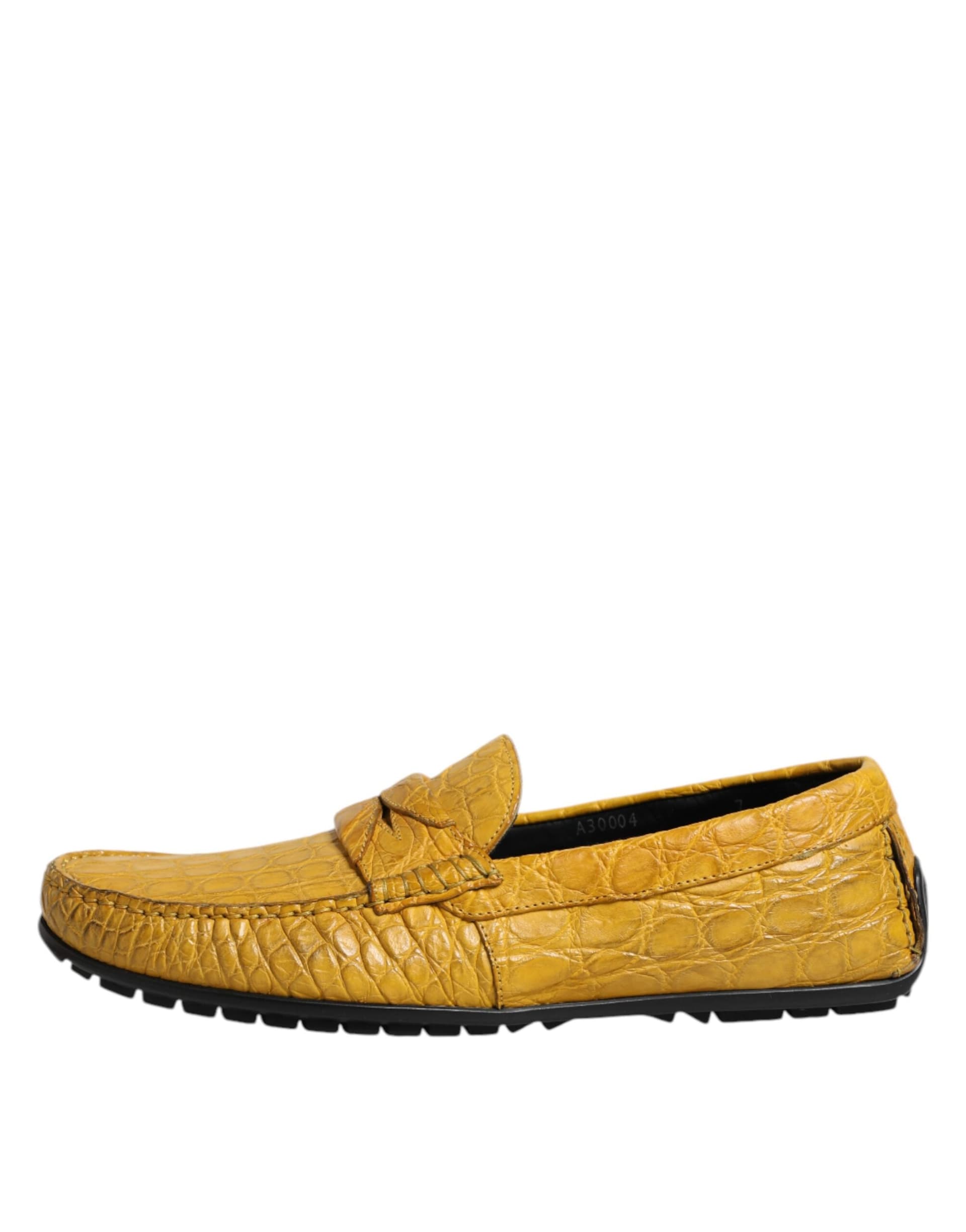 Dolce & Gabbana Yellow Exotic Leather Loafers Slip On Shoes - 5