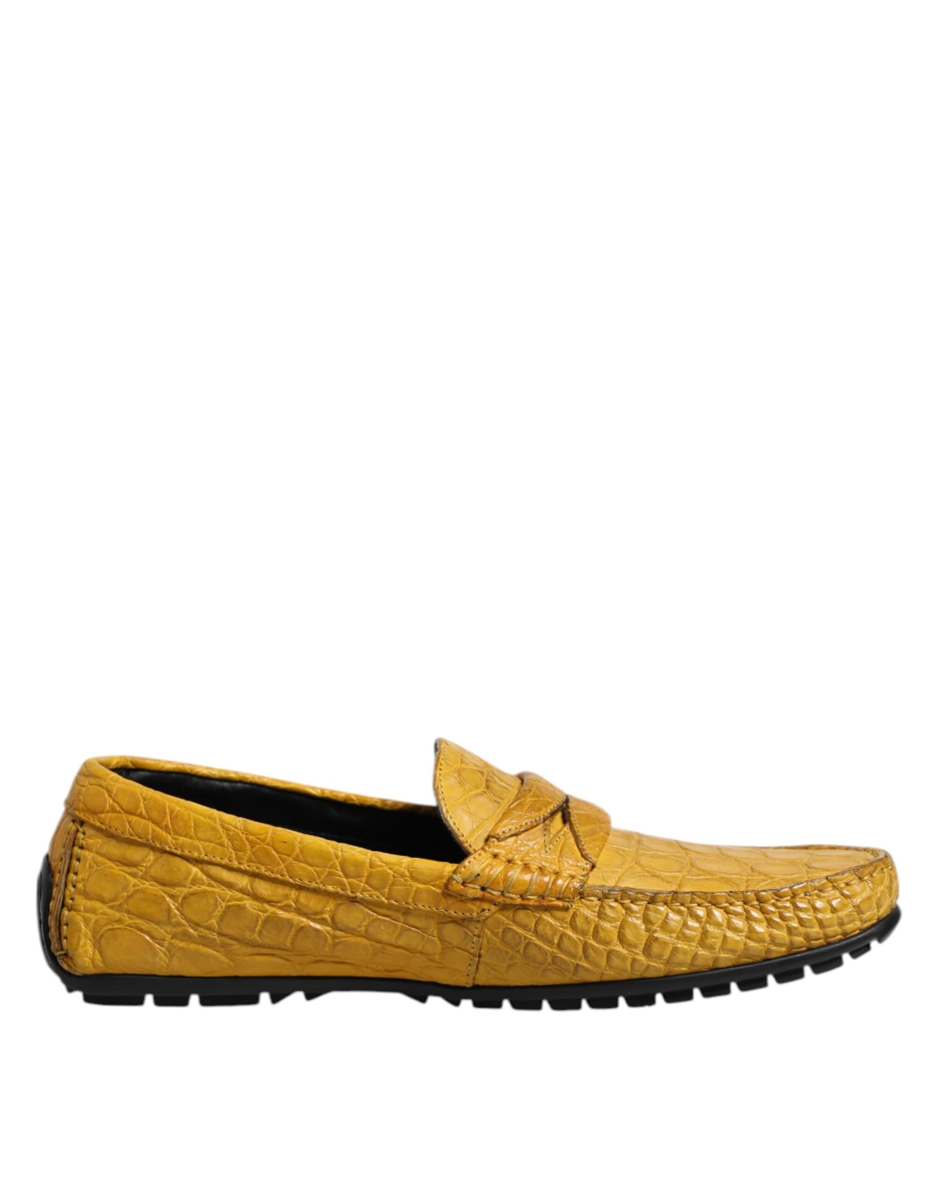 Dolce & Gabbana Yellow Exotic Leather Loafers Slip On Shoes - 6