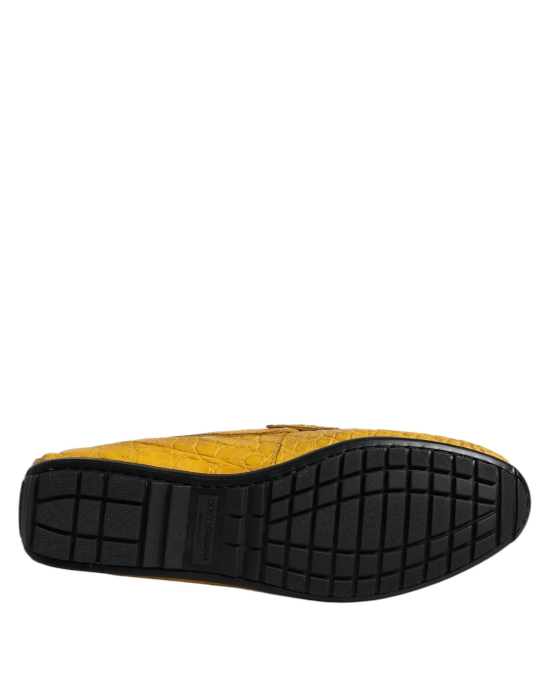 Dolce & Gabbana Yellow Exotic Leather Loafers Slip On Shoes - 8