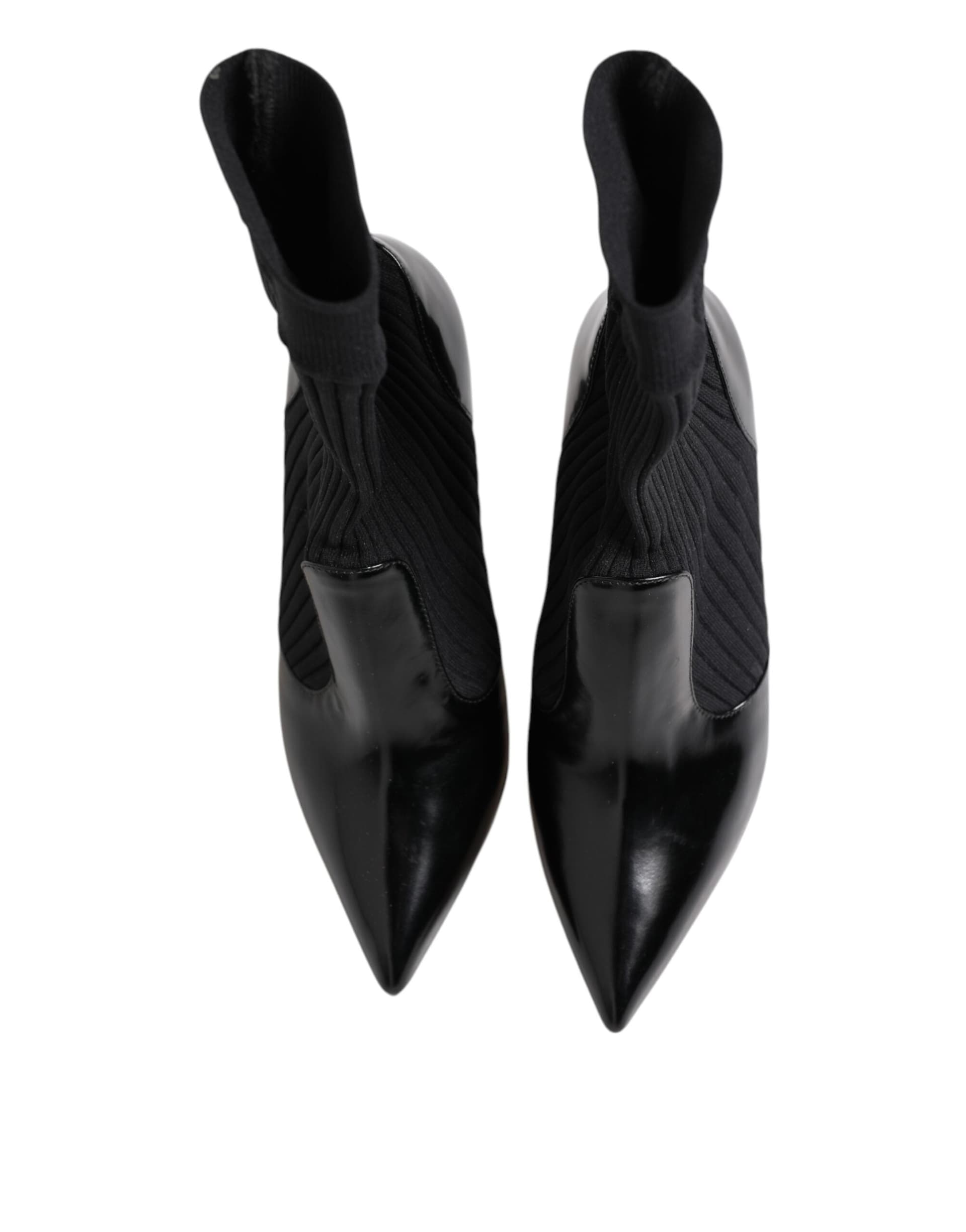 Dolce & Gabbana Black Stretch Stilettos Booties Socks Shoes - 3