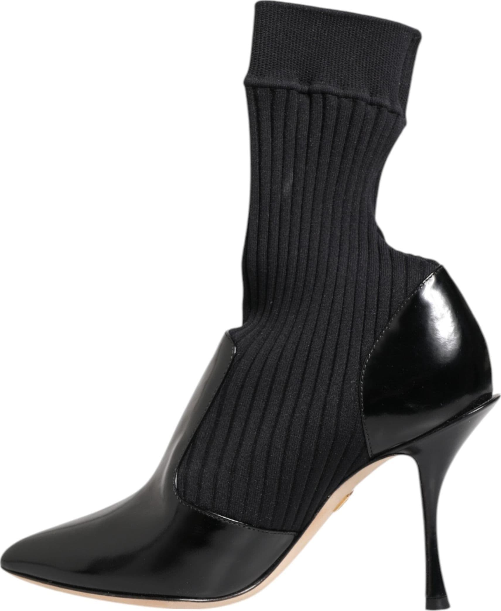 Dolce & Gabbana Black Stretch Stilettos Booties Socks Shoes - 8