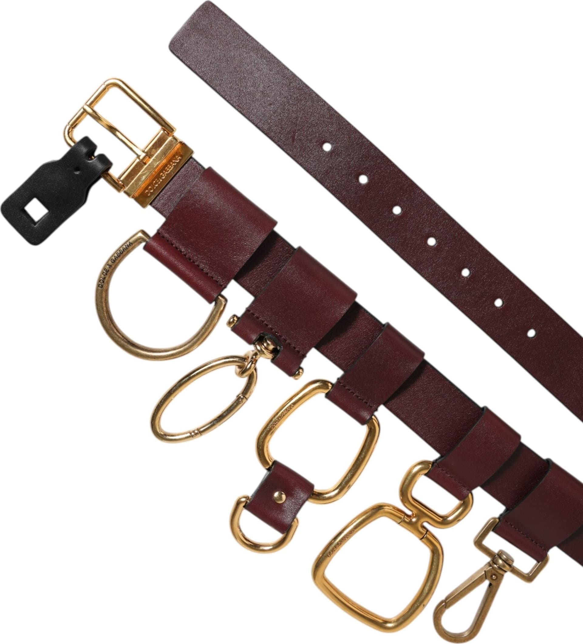 Dolce & Gabbana Brown Key Ring Clip Attachments Buckle Belt - 4