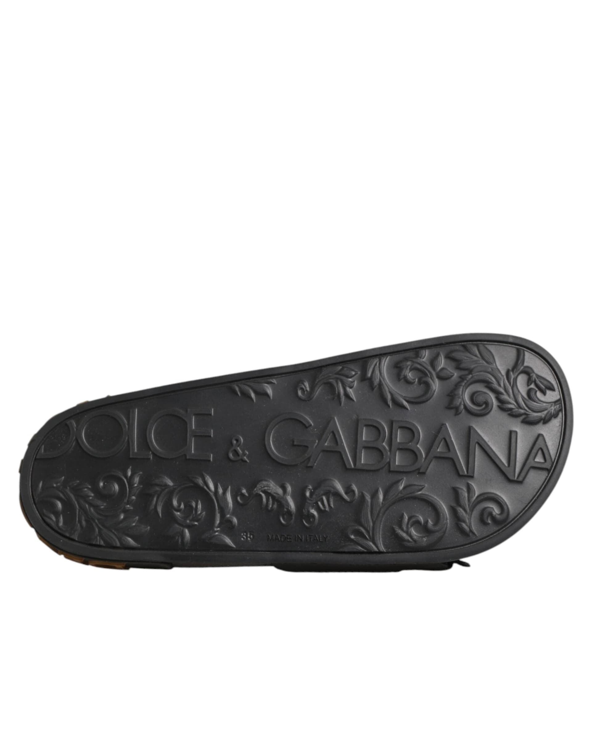Dolce & Gabbana Black Devotion Matelassé Leather Slides Shoes - 5