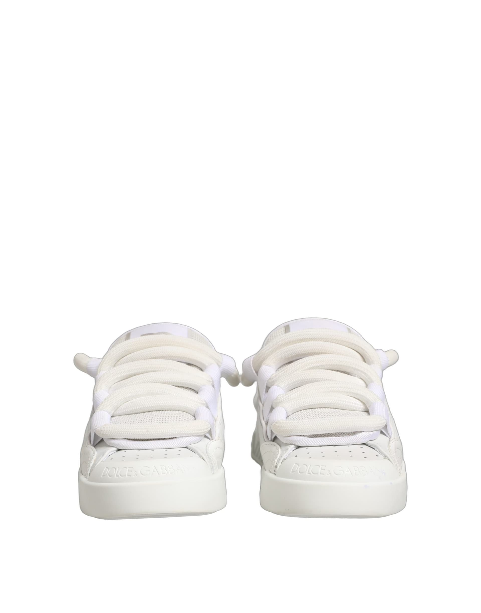 Dolce & Gabbana White Calfskin Leather Low Top Sneakers Shoes - 2