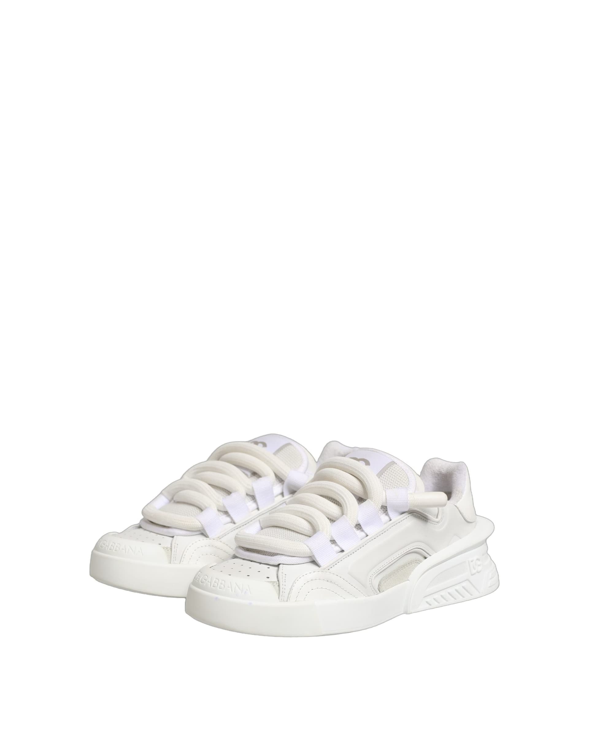 Dolce & Gabbana White Calfskin Leather Low Top Sneakers Shoes - 4