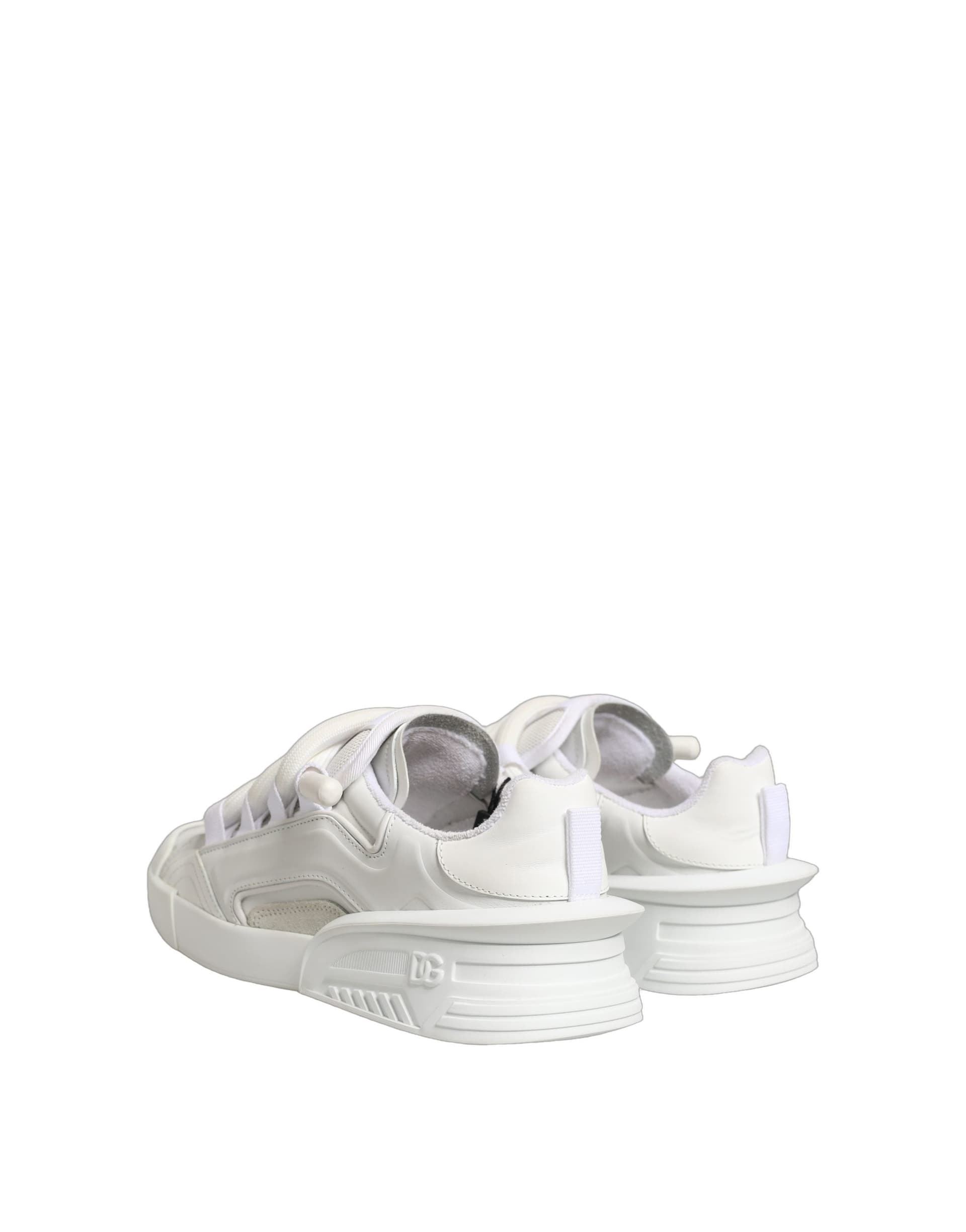 Dolce & Gabbana White Calfskin Leather Low Top Sneakers Shoes - 5