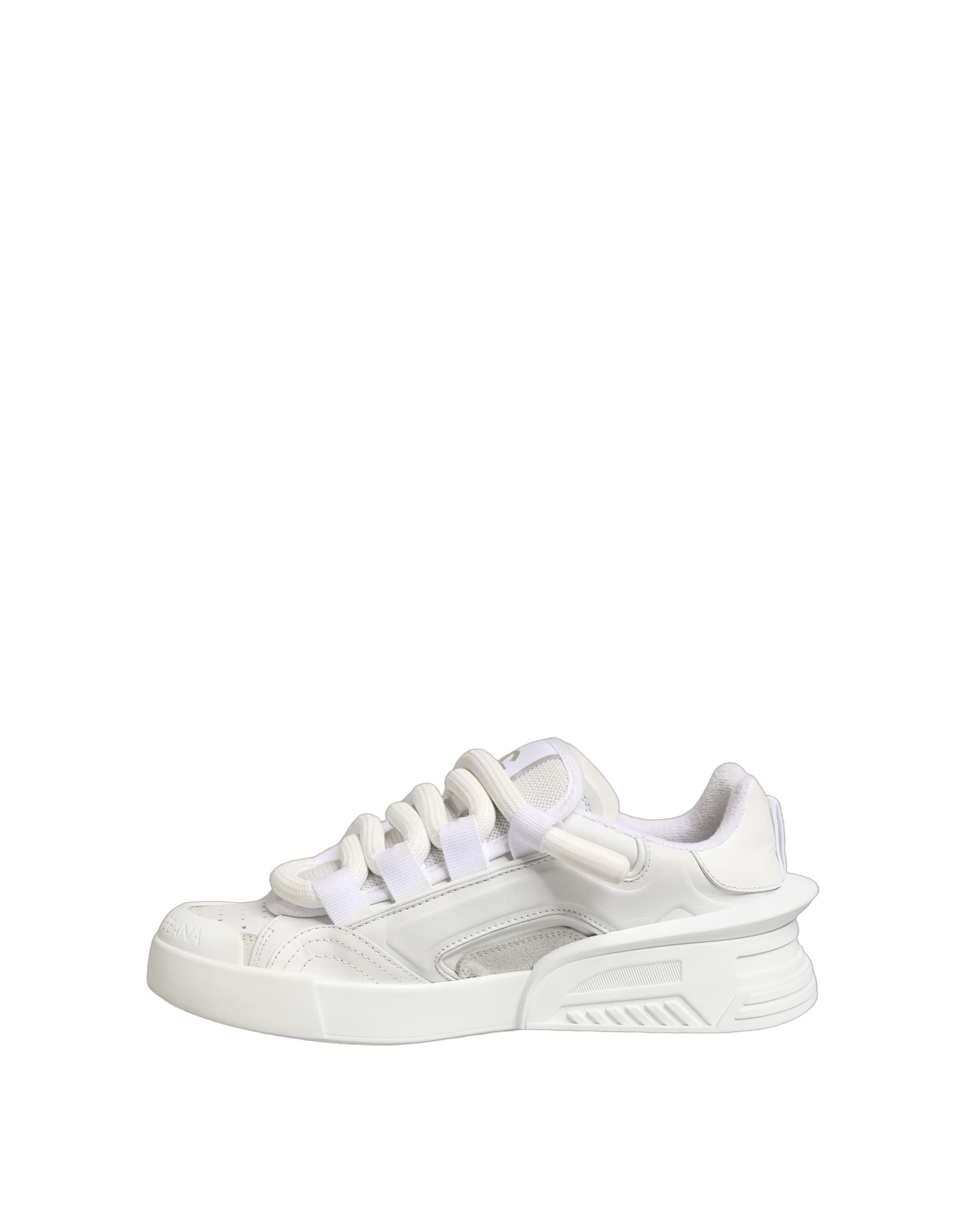 Dolce & Gabbana White Calfskin Leather Low Top Sneakers Shoes - 6