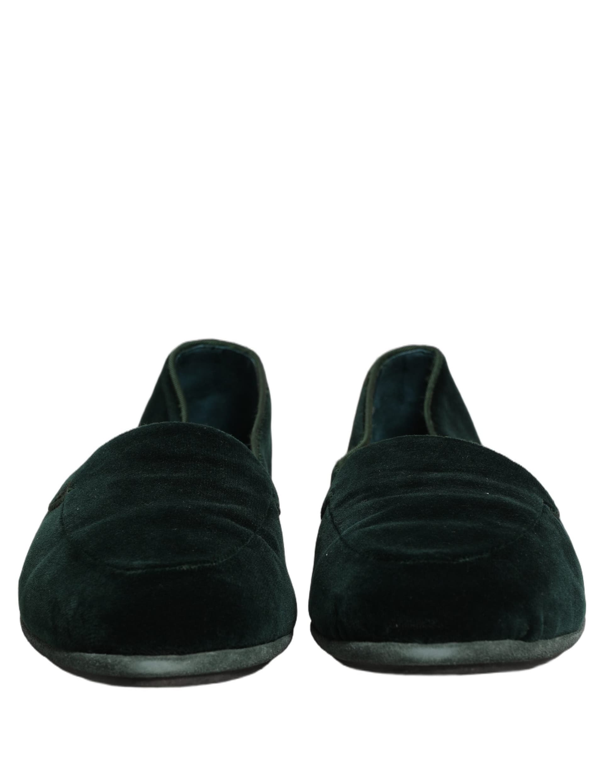 Dolce & Gabbana Green Velvet Slip On Men Flats Loafers Shoes - 2
