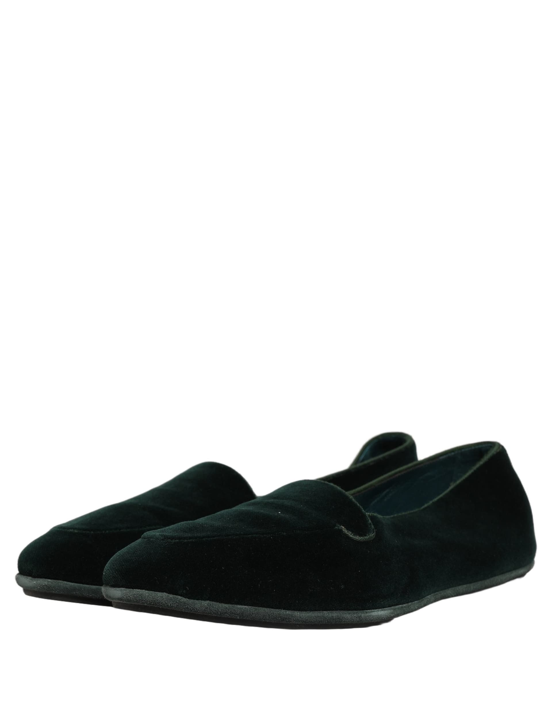 Dolce & Gabbana Green Velvet Slip On Men Flats Loafers Shoes - 4