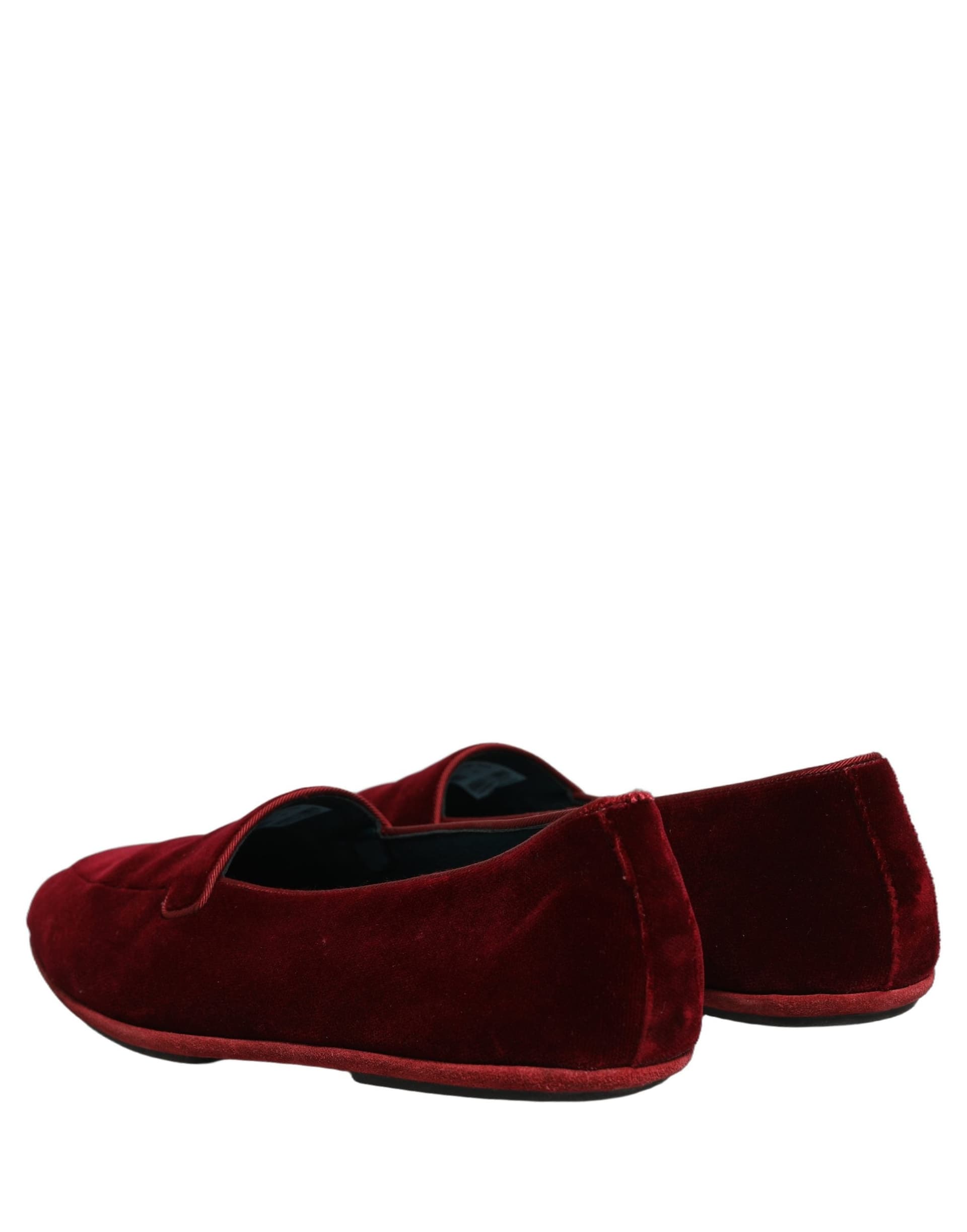 Dolce & Gabbana Maroon Velvet Slip On Men Flats Loafers Shoes - 5