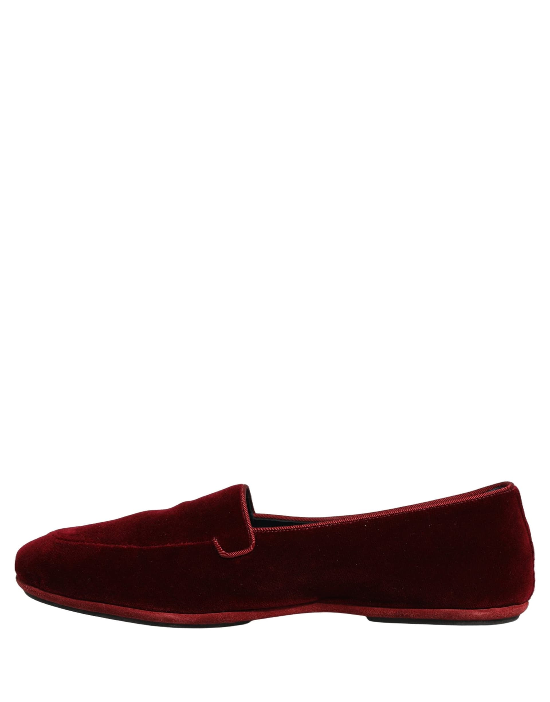 Dolce & Gabbana Maroon Velvet Slip On Men Flats Loafers Shoes - 6