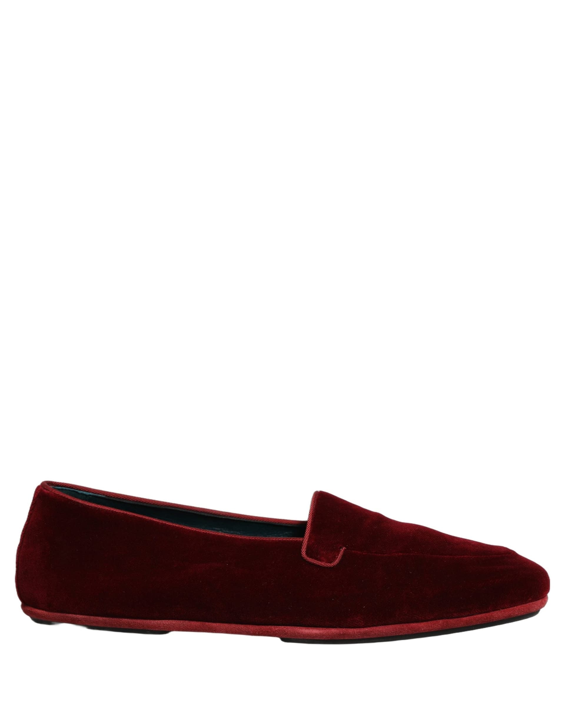 Dolce & Gabbana Maroon Velvet Slip On Men Flats Loafers Shoes - 8