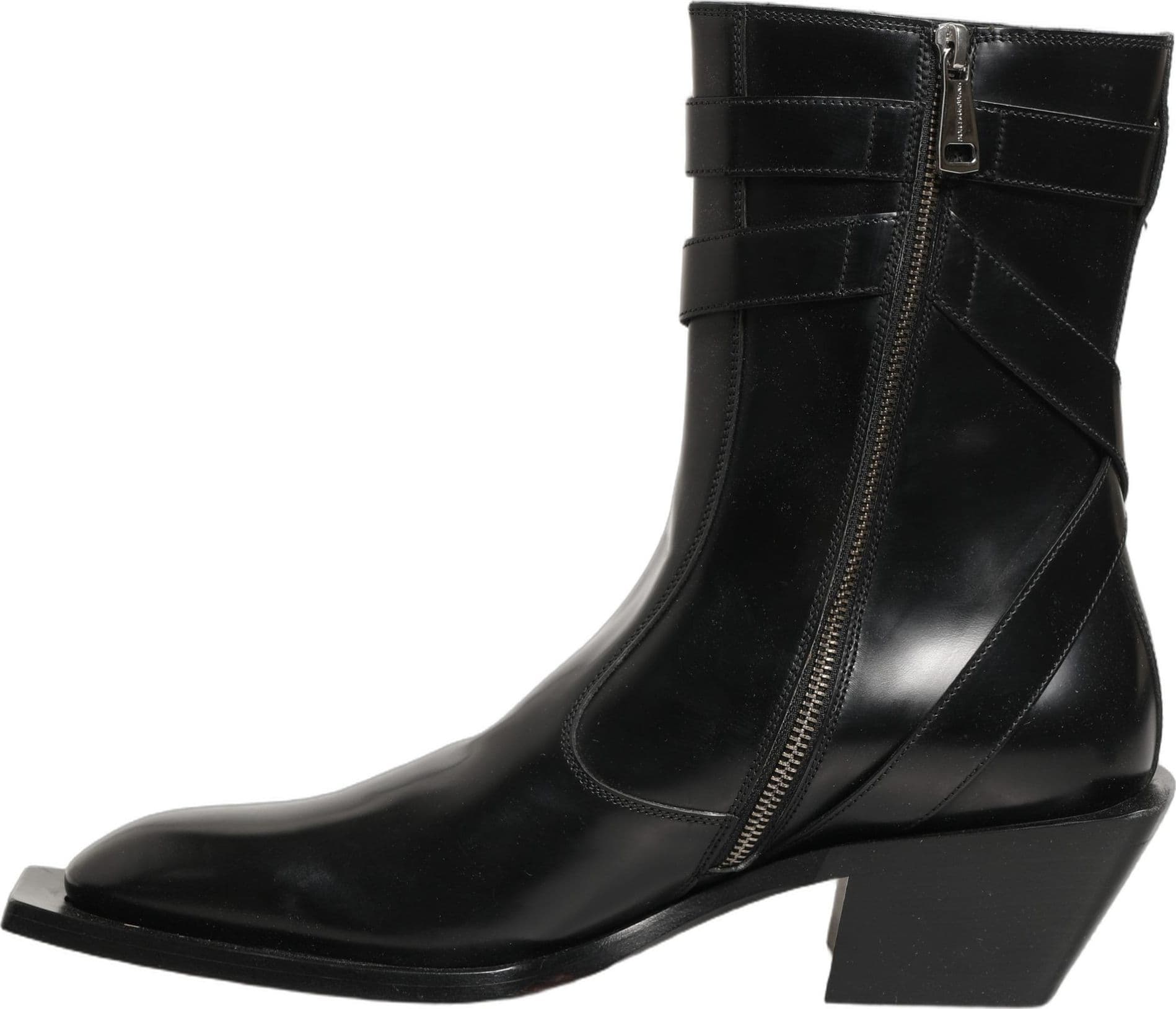 Dolce & Gabbana Black Leather DG Plaque Mid Calf Boots Shoes - 2