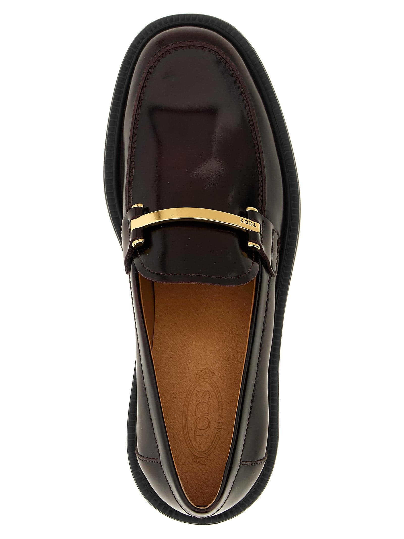 Tod's Bordeaux Calfskin Slip-On Loafers - 4