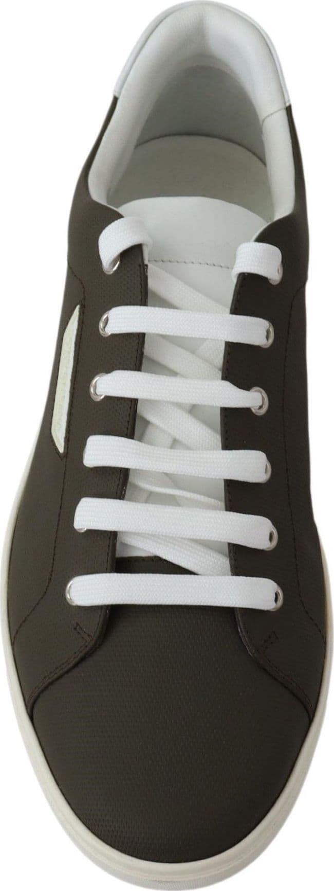 Dolce & Gabbana White Green Leather Low Top Sneakers Shoes - 2