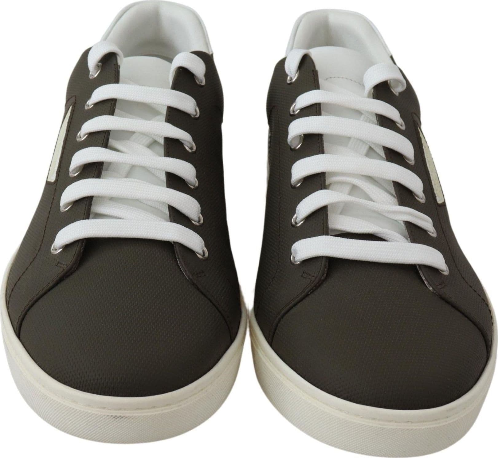 Dolce & Gabbana White Green Leather Low Top Sneakers Shoes - 3