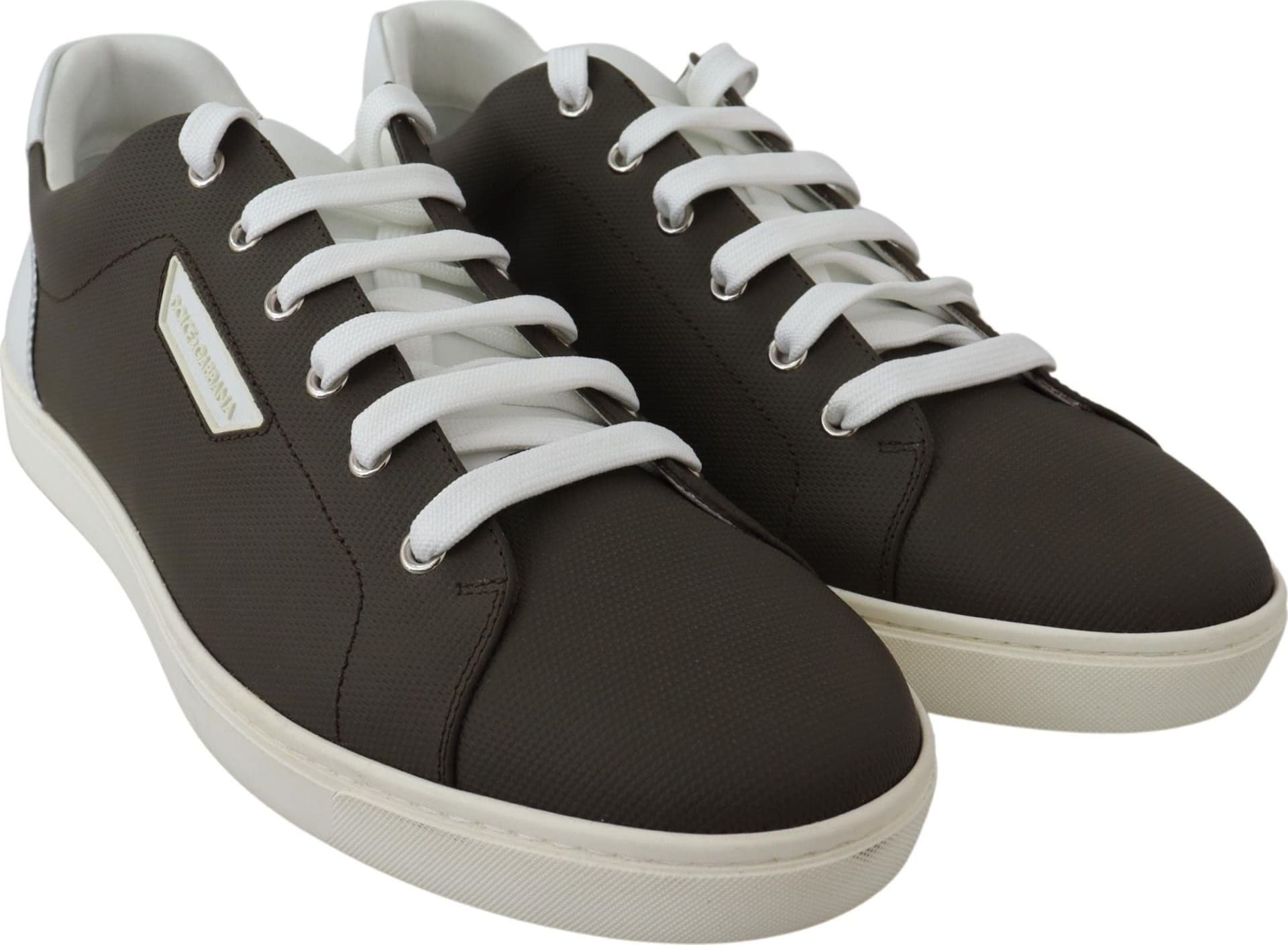 Dolce & Gabbana White Green Leather Low Top Sneakers Shoes - 4
