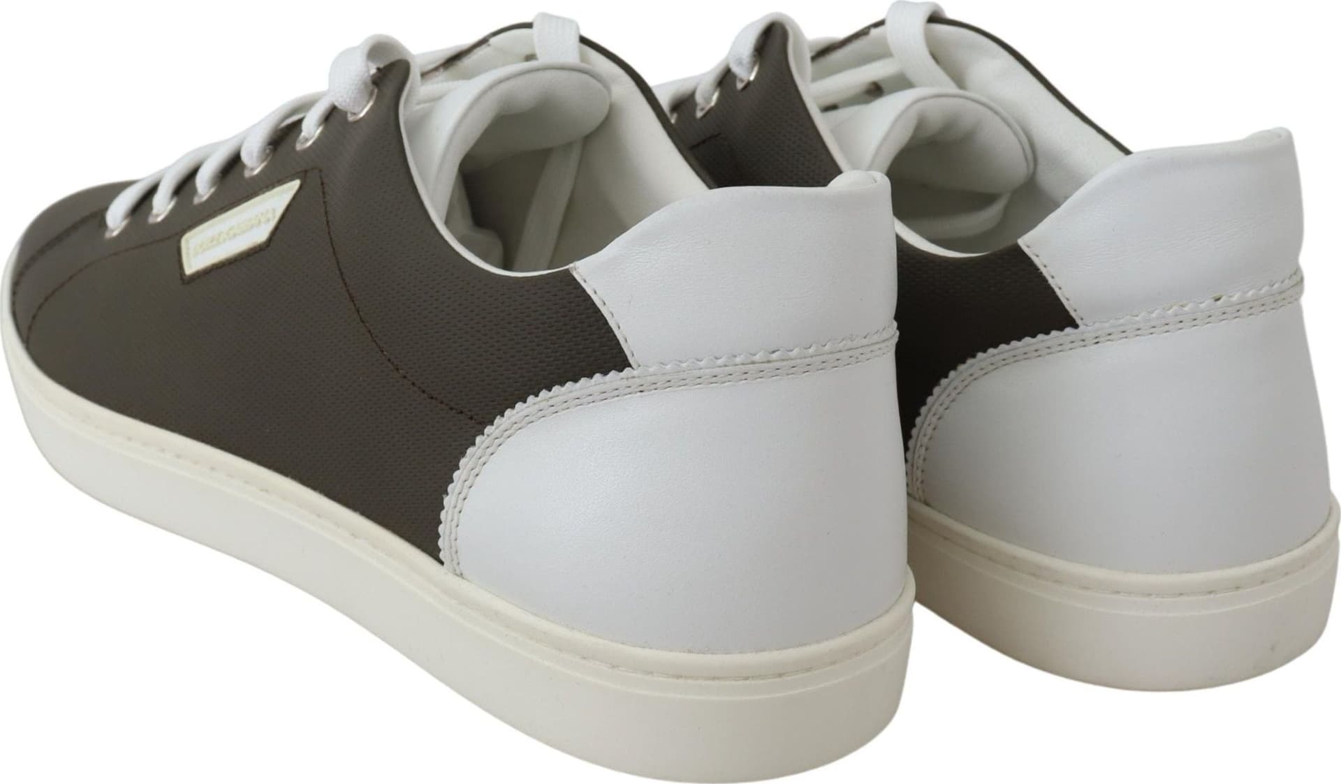 Dolce & Gabbana White Green Leather Low Top Sneakers Shoes - 5