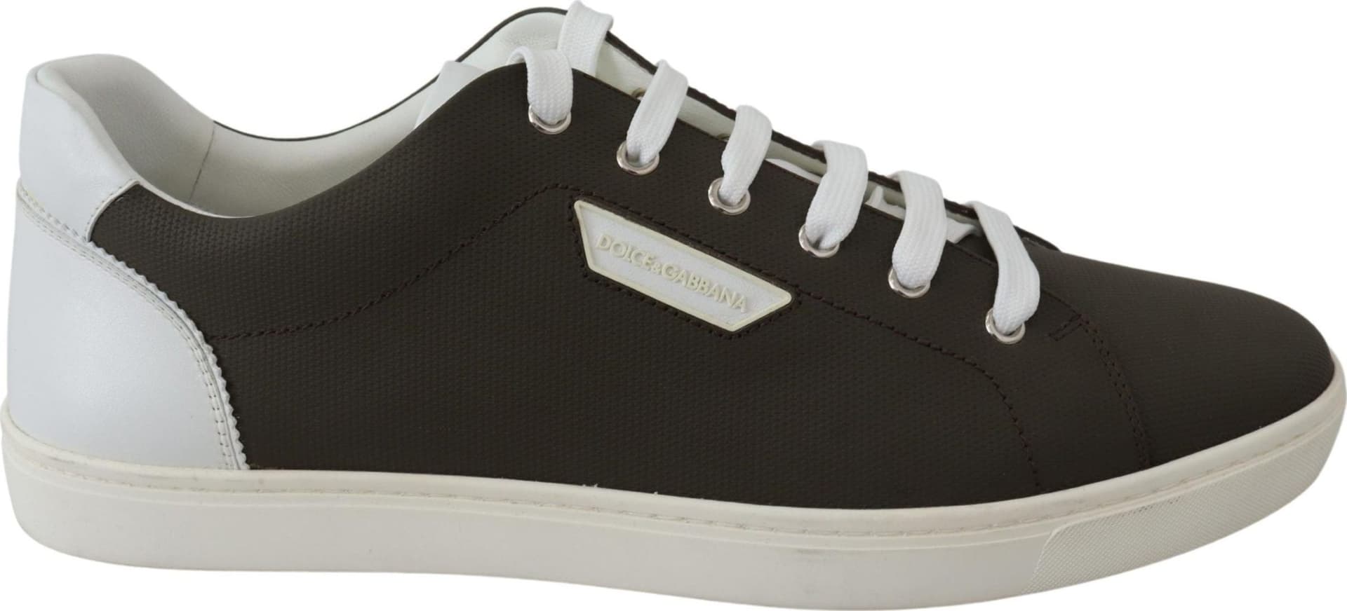 Dolce & Gabbana White Green Leather Low Top Sneakers Shoes - 6