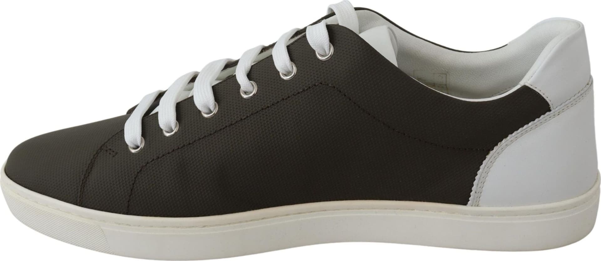 Dolce & Gabbana White Green Leather Low Top Sneakers Shoes - 7